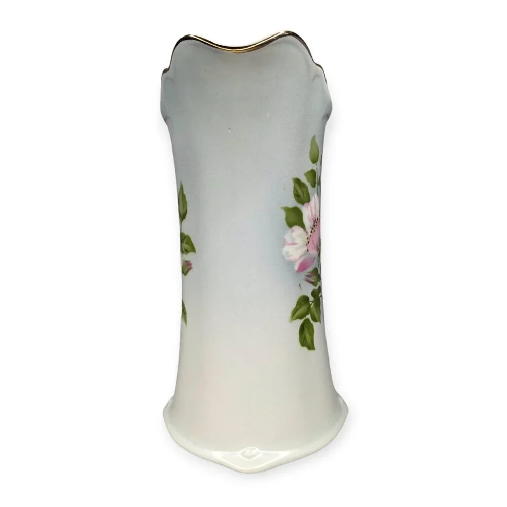 Vintage Floral Pitcher Vase Pink Flowers